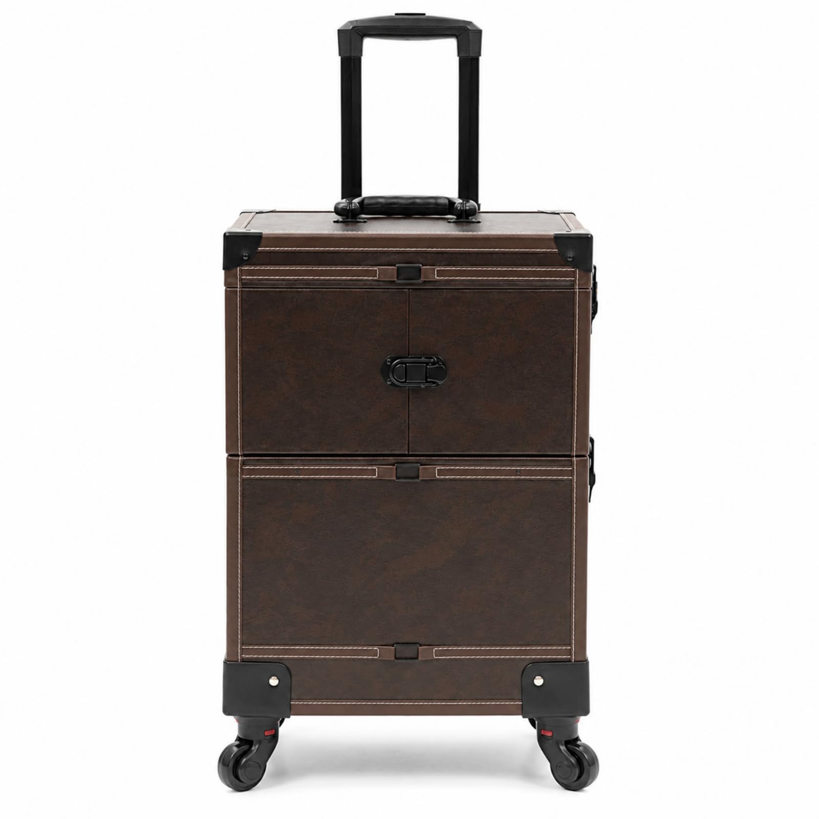 Professioneller Makeup-Koffer auf Rollen – Kosmetik-Trolley mit Herausnehmbaren Fächern, Wasserabweisend, Abschließbar, 110 lbs Belastbar, für Visagisten, Nageldesigner und Friseure (Kaffee)