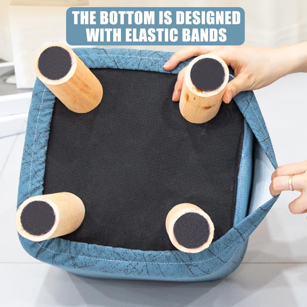 White,Square/40*40*40cm,LDLCYCN Ottoman Cover Square/Round Ottoman Slipcover Tech Fabric Foot Stool Cover Full Wrap Dustproof Footstool Protector with Elastic Bottom Detachable Stool Cover Washable