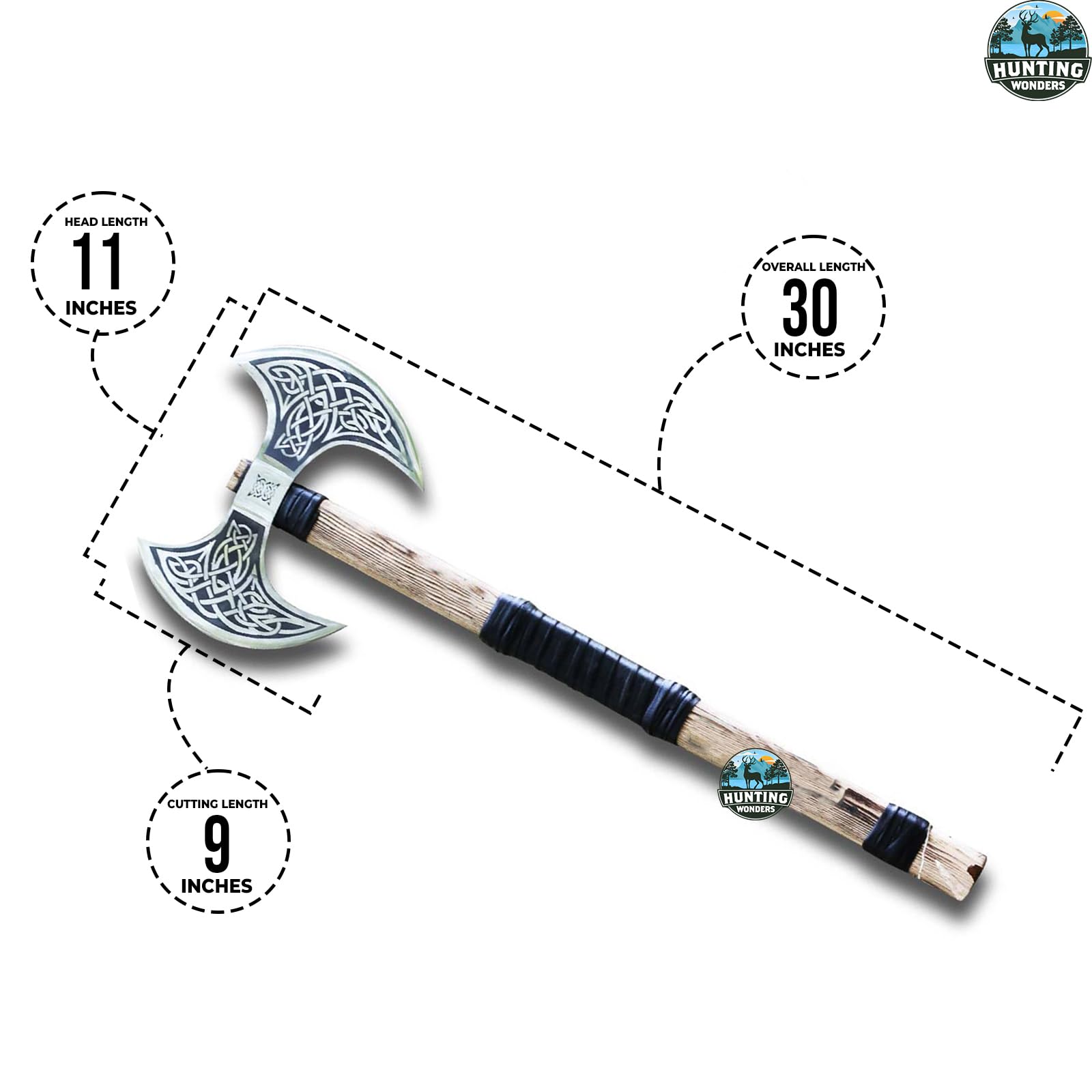 Generic Custom Handmade Carbon Steel Double-Headed Axe, Viking Medieval Warrior Axe with Leather Sheath, Double Sided Axe, Double Headed Axe, Best for Hunting, Camping and Gift for Loved Ones