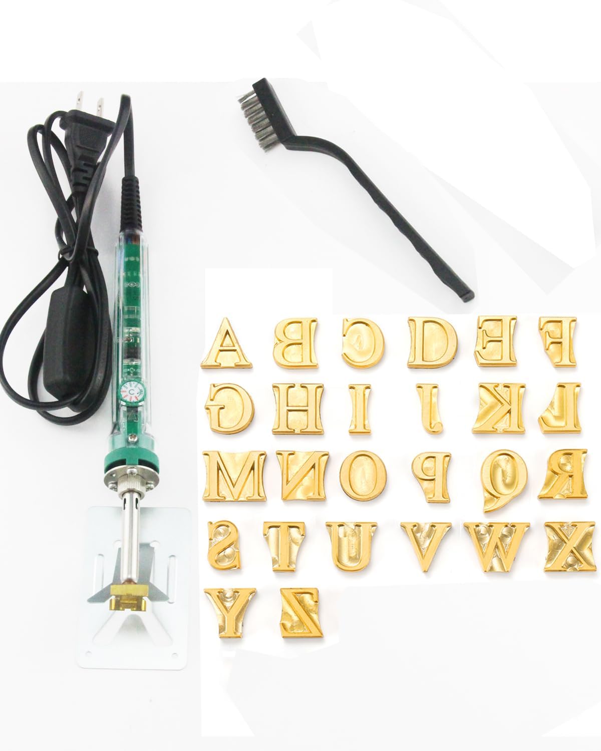 Arokimi 1/2" Wood Burning Letter Kit, 26 Pcs Alphabet Branding Iron for Wood Leather Hats BBQ Bread, With an 80W Electric Branding Iron