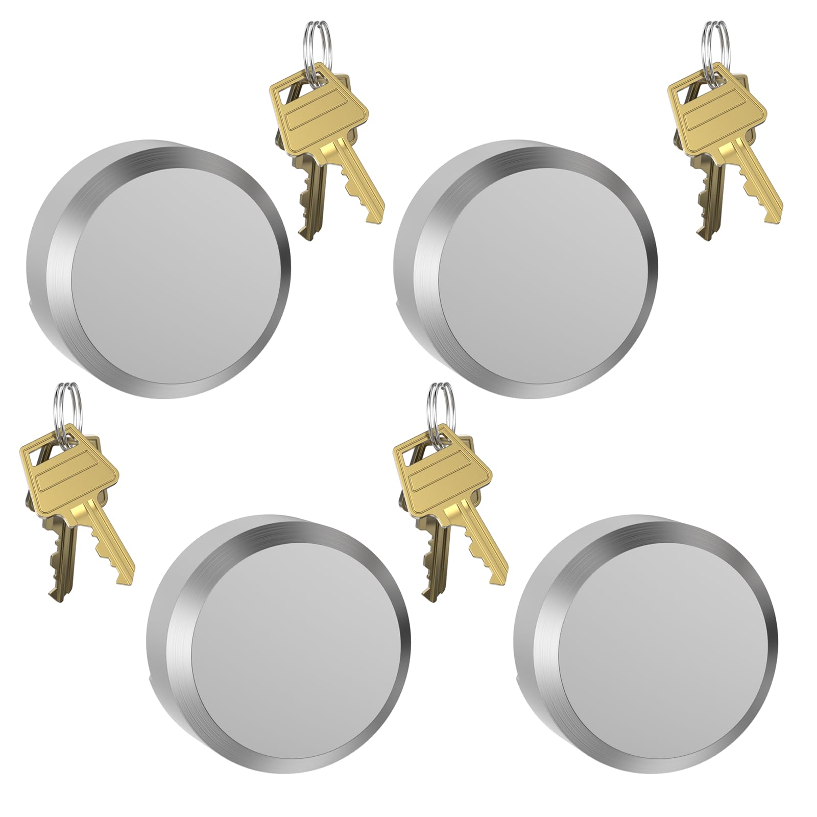 4 Pack 2.9 Inch(73mm) Hidden Shackle Padlocks Keyed Heavy Duty Reinforced Surface Puck Lock,Chrome Trailer Puck Padlocks for Enclosed Trailers,Shipping Containers,Storage Units
