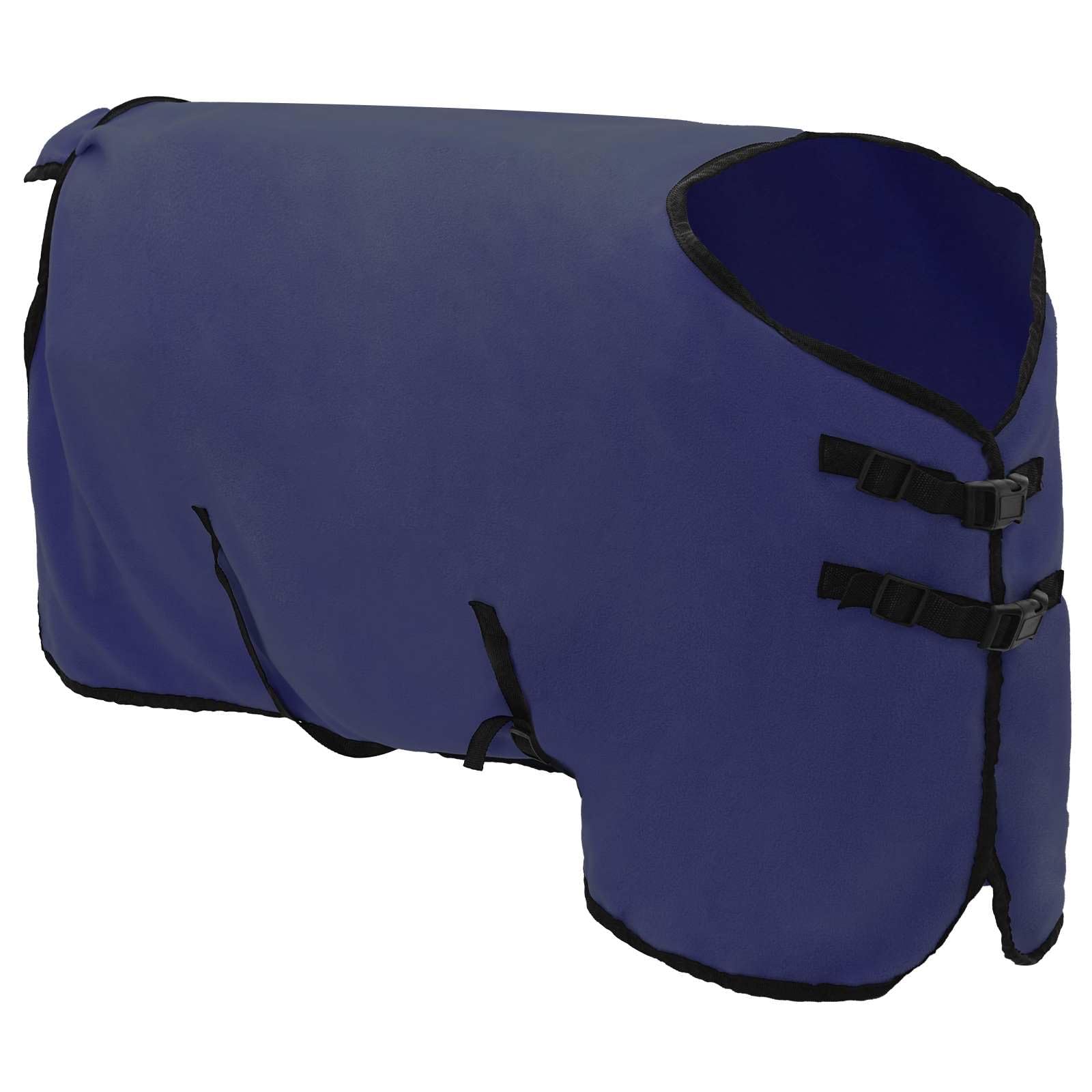 Manta para caballo azul marino de poliéster de 115 cm con cierre ajustable en el pecho y cinturón abdominal, manta de invierno transpirable para establo y pasto, impermeable y ligera