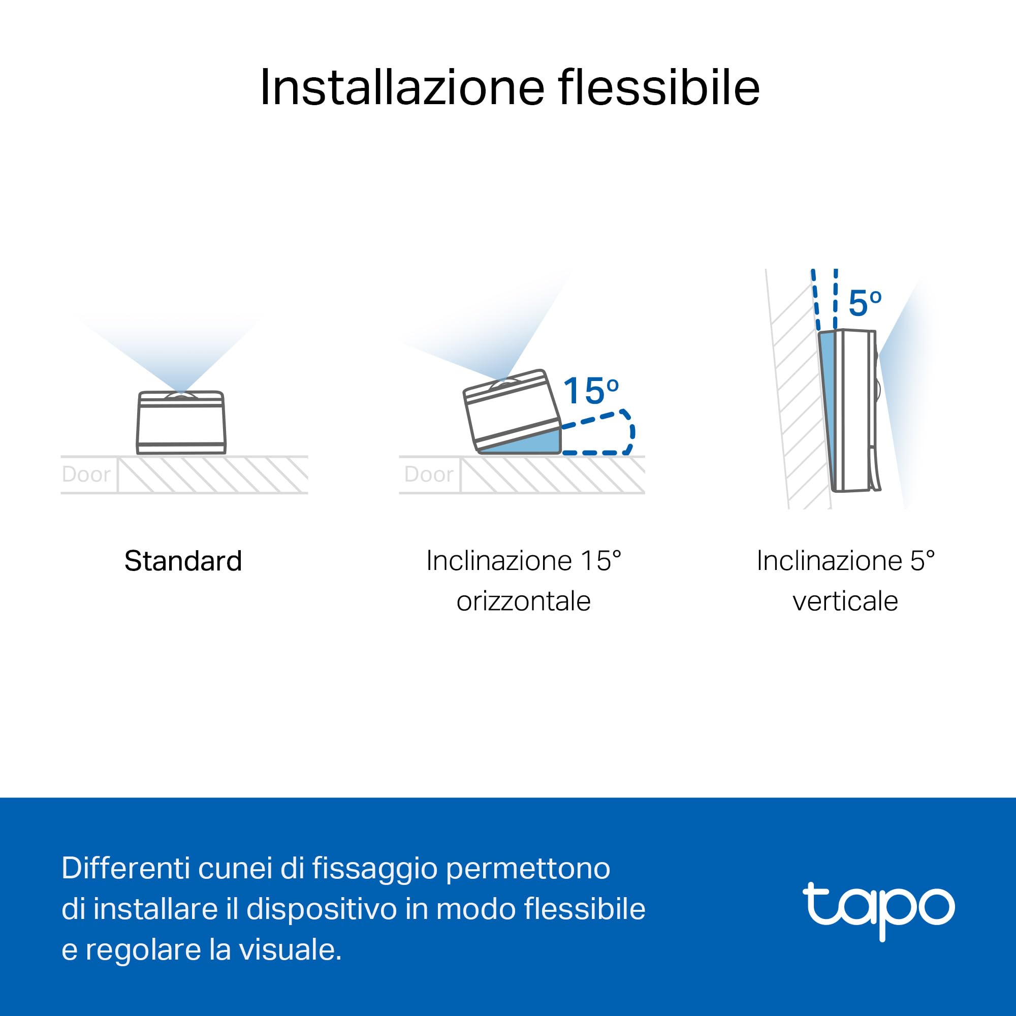 Tapo D230S1 Video Doorbell Campanello, Visualizzazione Live 2K 5MP, Visione Notturna a Colori, Campo Visivo Ampio, Rilevamento Intelligente, Batteria Lunga, IP64 Impermeabile, Alexa