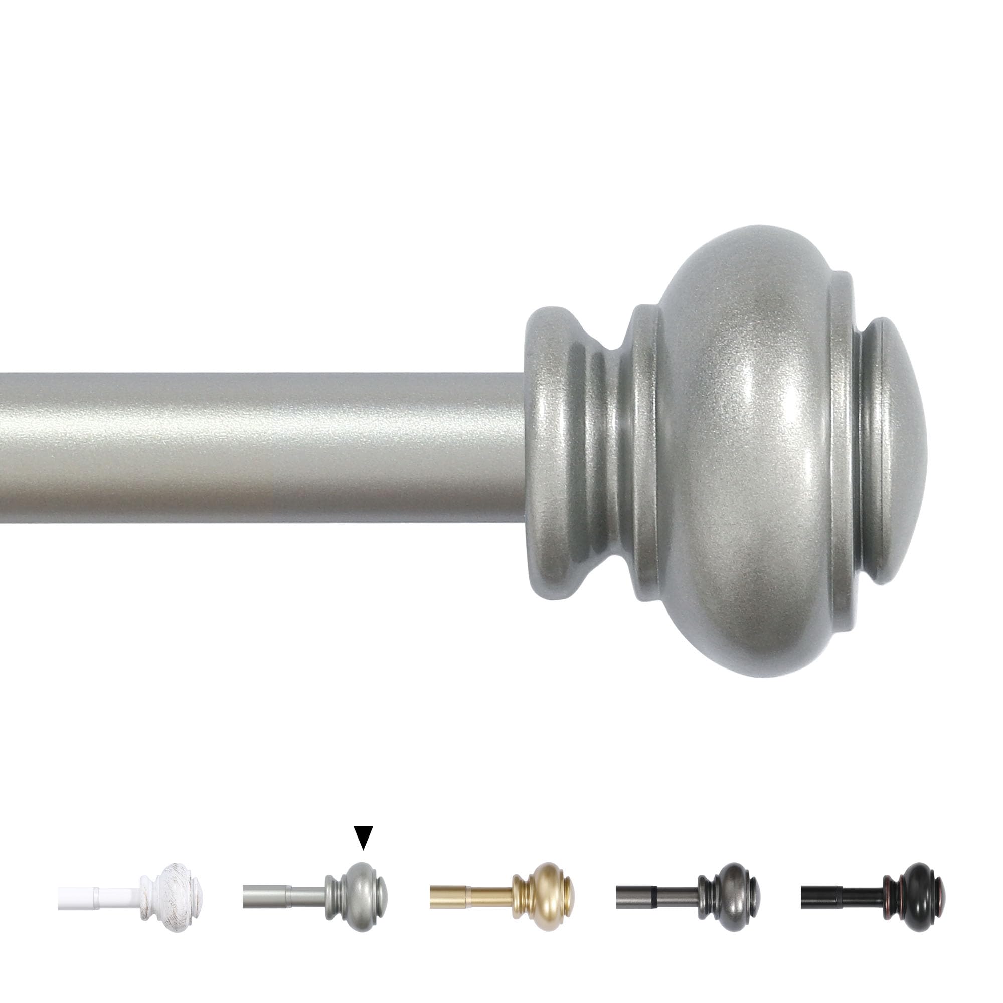 H.VERSAILTEX Curtain Rods for Windows 16.2 to 121.8 Inches 3/4 inch Diameter Adjustable Decorative Telescoping Curtain Rod with Brackets Heavy Duty Splicing Curtain Rods with Classic Finials, Nickel