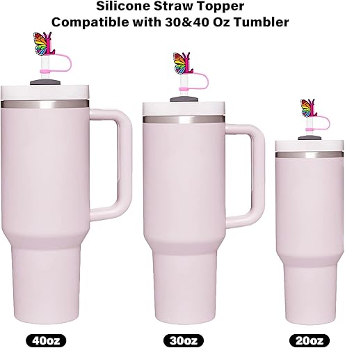Miniatura 4 de 2 tapas de paja para copa Stanley, 0.394 in, hermosa mariposa para popote compatible con vasos Stanley, a prueba de polvo, reutilizable, de