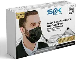 Máscara Cirúrgica Descartável Preta – Caixa 50 Unidades