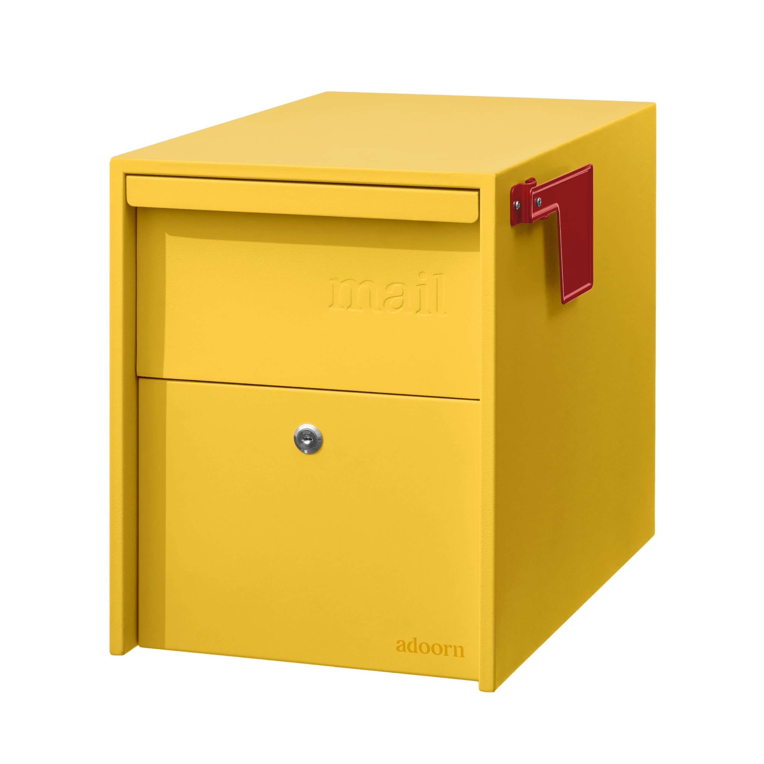 adoorn Modern Large Locking Post Mount Mailboxes for Outside - Curb Yellow