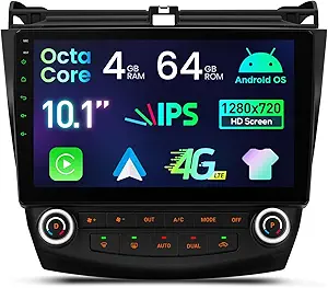 XTRONS Android 14 Car Stereo for Honda Accord 7th 2003 2004 2005 2006 2007, 10.1 Inch Touch Screen Car Radio GPS Navigation Bluetooth Built-in DSP Head Unit Wireless CarPlay Android Auto (4+64GB)