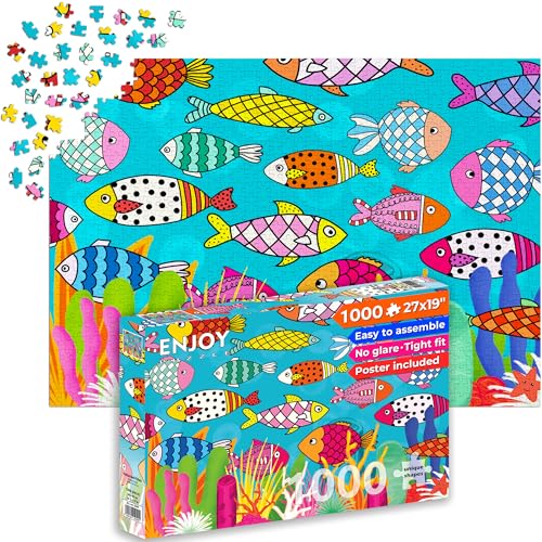 1000 Piece Jigsaw Puzzle for Adults - Fish & Coral Reef Ocean | Matte Anti-Glare Finish | Fun & Challenging Puzzle | 27x19 in | Unique Gift | Enjoy - image 1