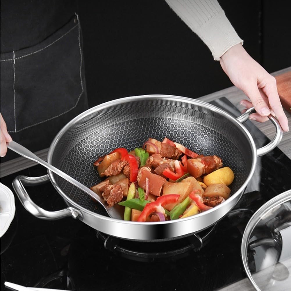 Wok Nieprzylepny 32cm Stal Nierdzewna Indukcja(14.2inch without Lid)