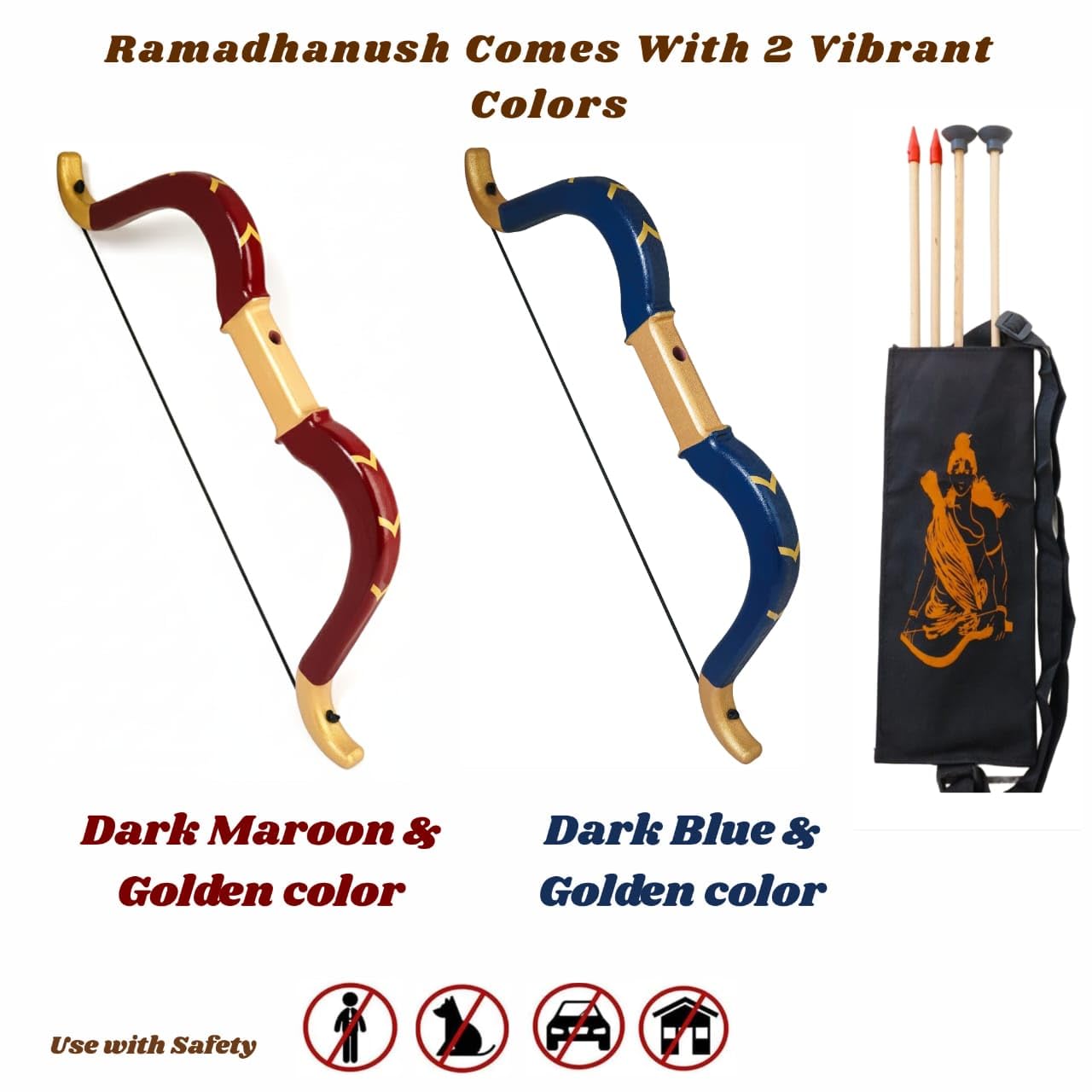 Kids Archery Set - Ramayana Style Wooden Bow & Arrow -9