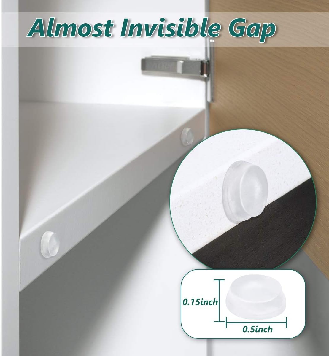 Cabinet Door Bumpers Quiet 200PCS Drawer Bumpers Pads, Self Adhesive Sound Dampening, Clear Cabinet Stoppers Rubber Dots for Cupboard, Drawer, 1/2” Diameter