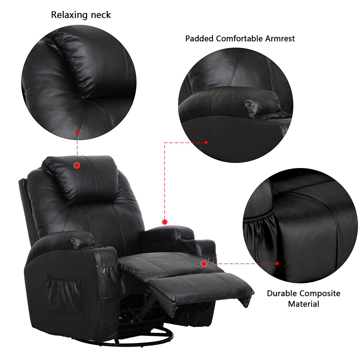 Esright Massage Recliner Chair Heated Composite Materials Ergonomic