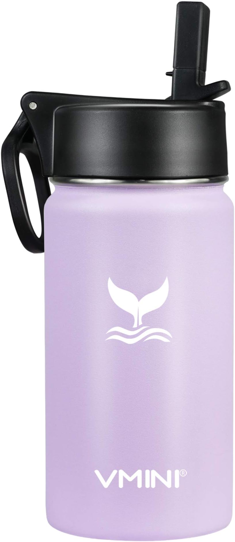 Vmini Kids Water Bottle - Insulated Water Bottle with Straw, Wide Mouth Stainless Steel & Vacuum, New Straw Lid with Wide Handle, Gradient Purple & 12 oz