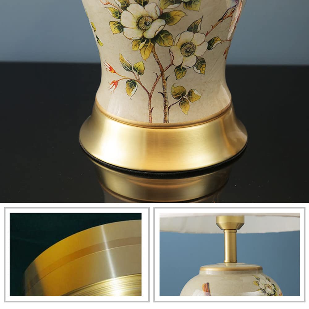Lampada da Tavolo Creativa in Ceramica con Paralume in Tessuto, Lampada da Tavolo in Ceramica Dipinta a Mano per Camera da Letto, Soggiorno, Ufficio, libreria universit,