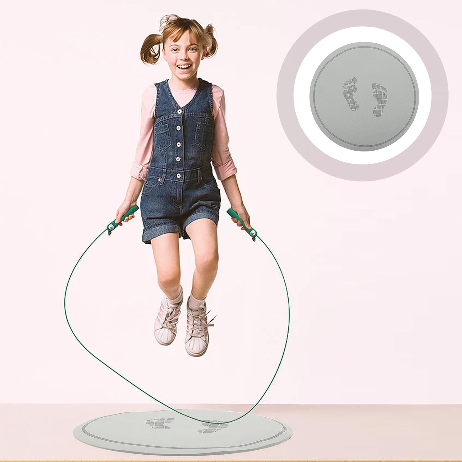 Soundproof Jump Rope Mat 58cm X 58cm X 8mm High-density Shock Absorbing Workout Pad for Home Exercise, Portable Quiet Skipping Mat for Fitness Training and Yoga