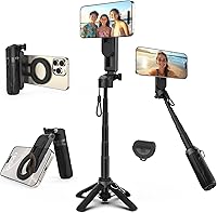 Takerers MagSafe iPhone Tripod: Pocket-Size 4-in-1 Magnetic Selfie Stick with Remote & Upgraded 4 Legs