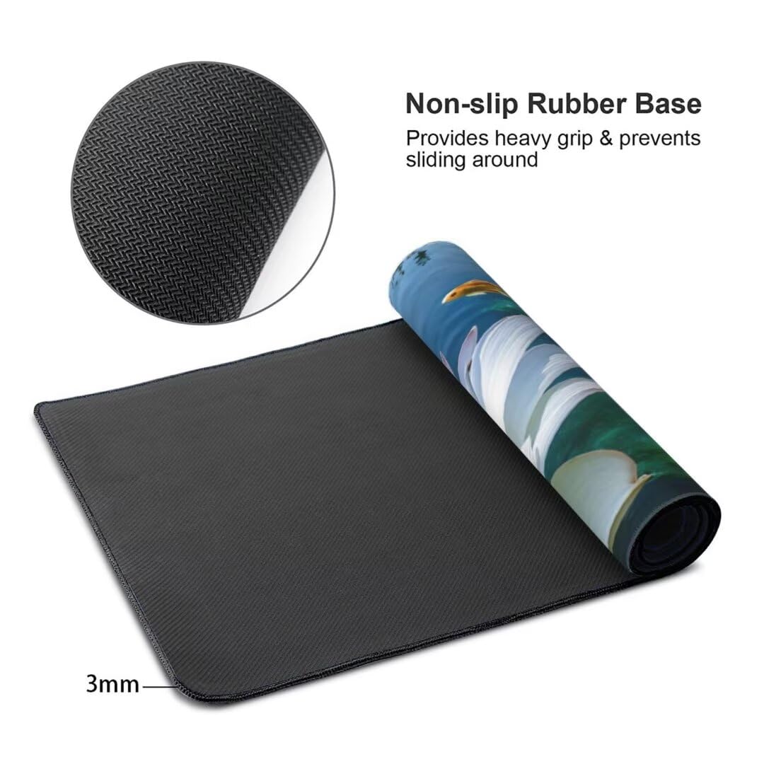 Alfombrilla de ratón 1400x600x3 MM, Alfombrilla Ratón XXL Extendida de Gran Tamaño con Bordes Cosidos, Base de Goma Antideslizante Almohadilla para Teclado, Estanque de Loto S-7943