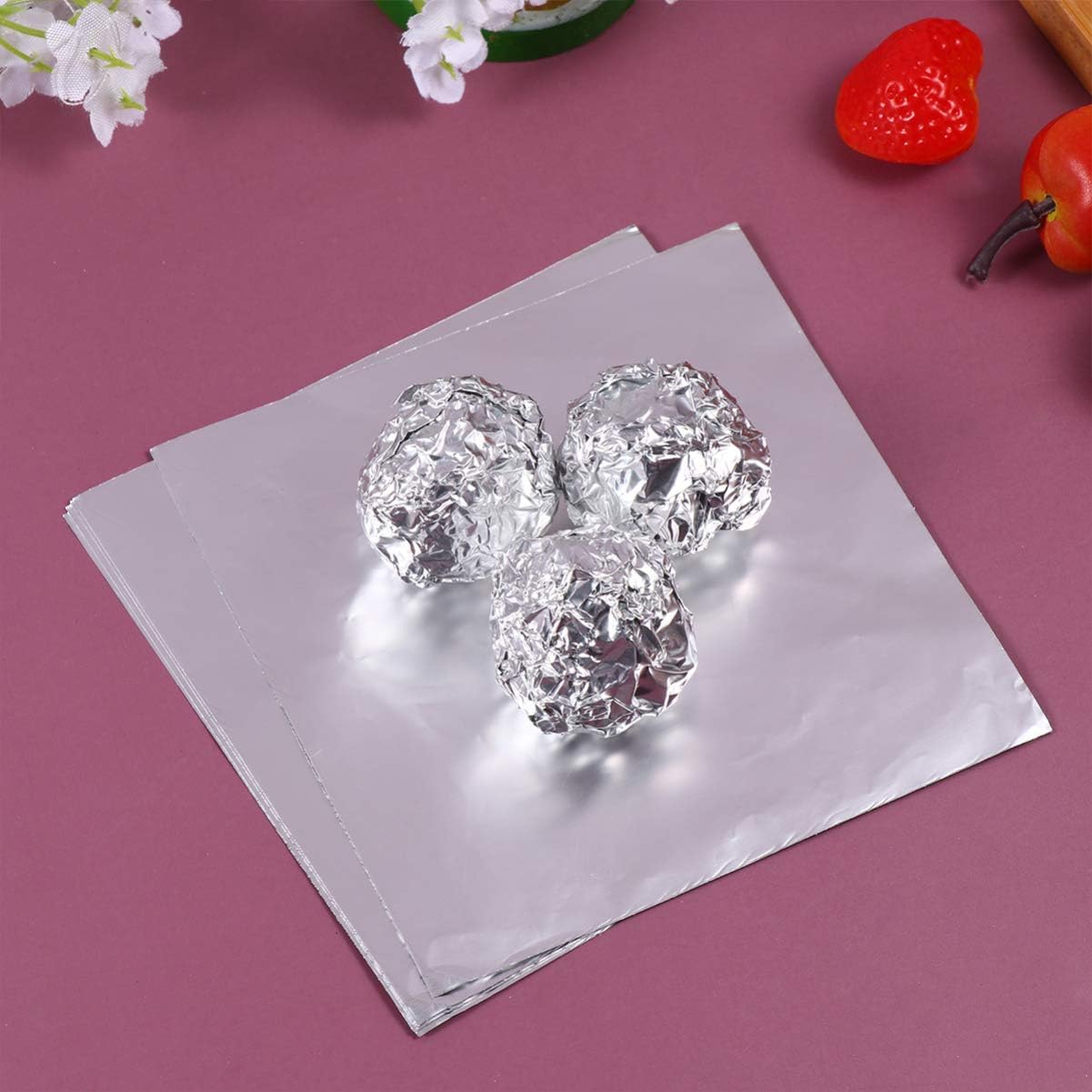 300Pcs Foil Wrapping Paper Silver Aluminum Foil Sheets for Candy Tea Packaging Party Favors and Wrapping 3.93 x 3.93 inches