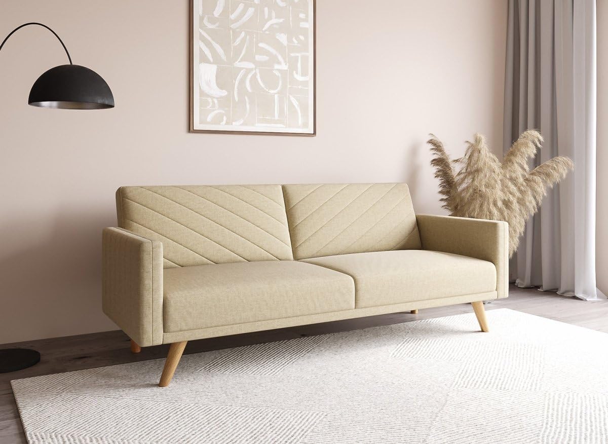 DecoInParis Canapé 3 Places Convertible scandinave en Tissu Beige Balder