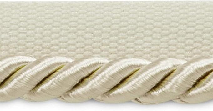 Trims by the Yard Emmerson 1/4" Twisted Lip Cord Trim, Versatile Trim for DIY Crafts, Picture Frames, Home Decor, and Fashion Items, 20-Yard Cut, Ivory