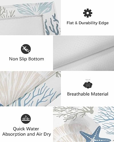 Miniatura 7 de Coastal Outdoor Rug for PatioDeckPorch, Summer Beach Blue Teal Coral Non-Slip Large Area Rug 4x6 Ft, Sea Nautical Starfish Indoor Outdoor Rugs