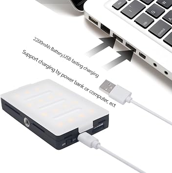 LUX-1600 Mini LED Video Light Panel On Camera Light Portable CRI95 Bi-Color with 16 LED Dimmable Bulbs for DSLR Camera Mobile Phone Camcorder Lighting