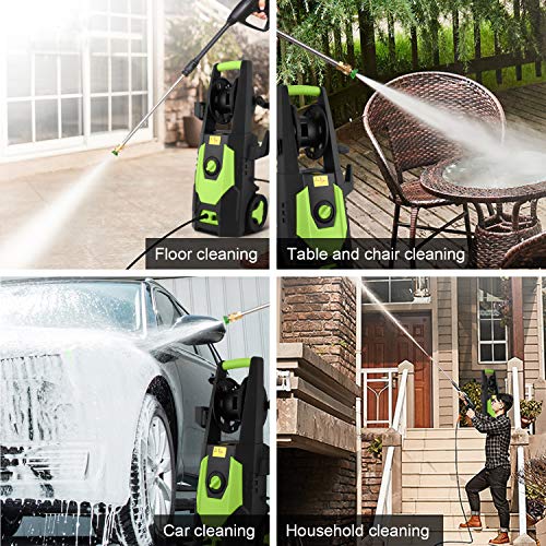 mrliance 3500PSI Electric Pressure Washer 2.0GPM Power Washer 1800W High Pressure Washer Cleaner Machine with Spray Gun, Hose Reel, Brush, and 4 Adjustable Nozzles (Green)