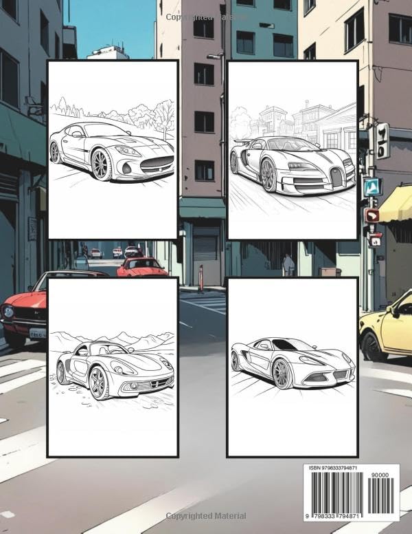 Sport Cars Coloring Book: A 40-Pictures Journey Through Iconic Vehicles for Relaxation and Creativity for Kids, Teens, Adults (Coloring Books) image 3