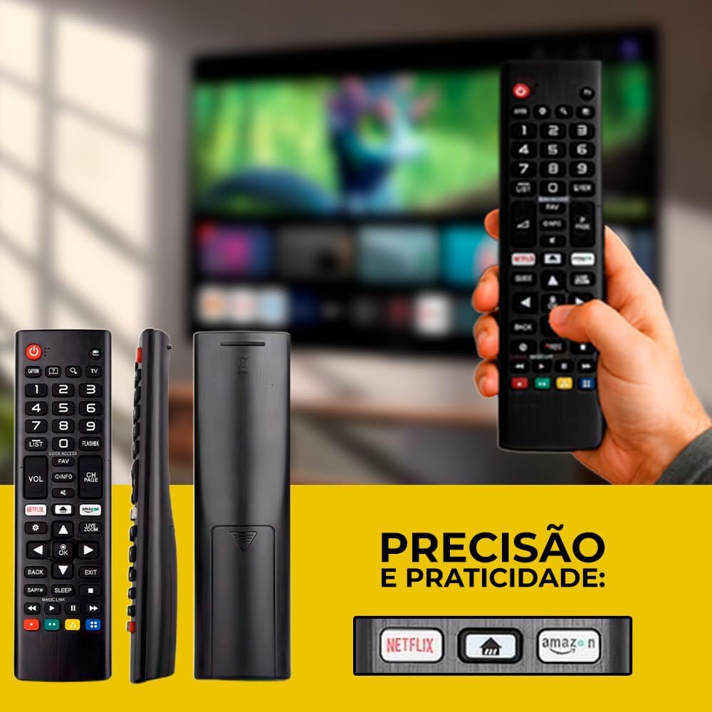 Controle Remoto Compatível LG para Smart TV Todos os Modelos LCD LED 4K UHD Tecla Netflix Prime