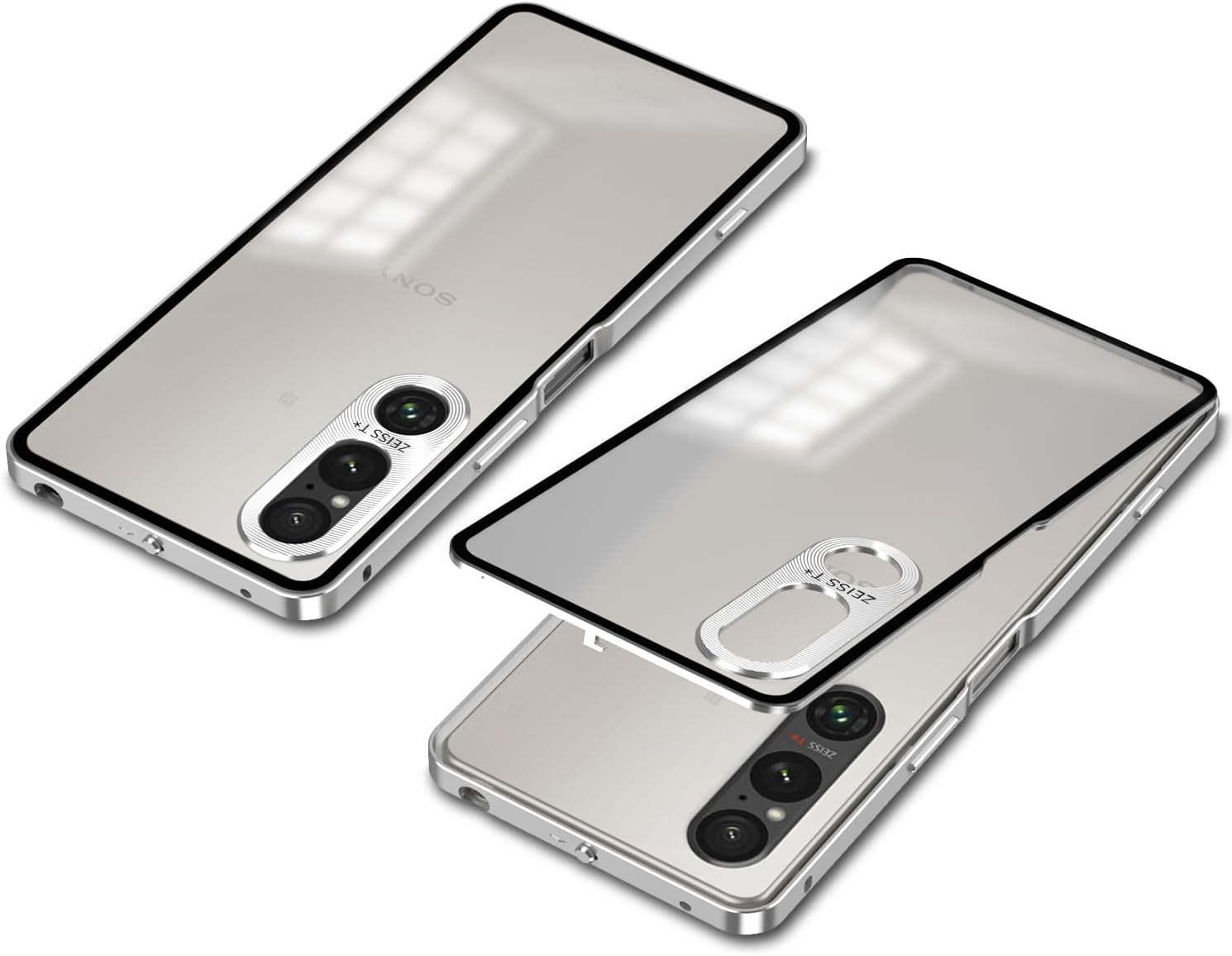QUIETIP Case Compatible with Sony Xperia 1 V 5G,Metal Frame + PC Frosted Surface Back Cover with Shockproof,Black