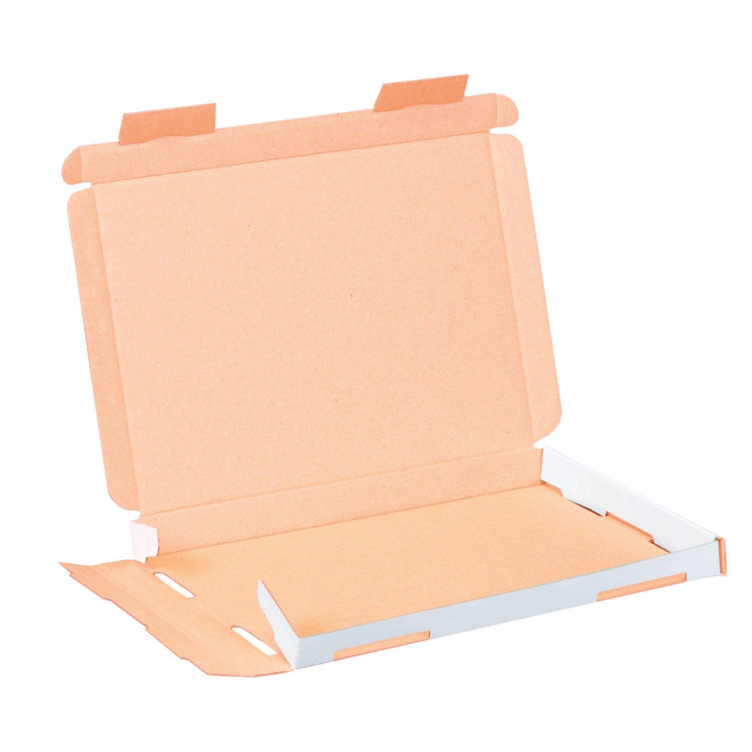smiley pack 200x Großbriefkartons 230 x 160 x 20 mm weiß DIN A5 B5 stabiler Versandkarton Postkarton Faltschachtel für Warensendung, Büchersendung und Großbrief mit Steckverschluss (200 Stück)