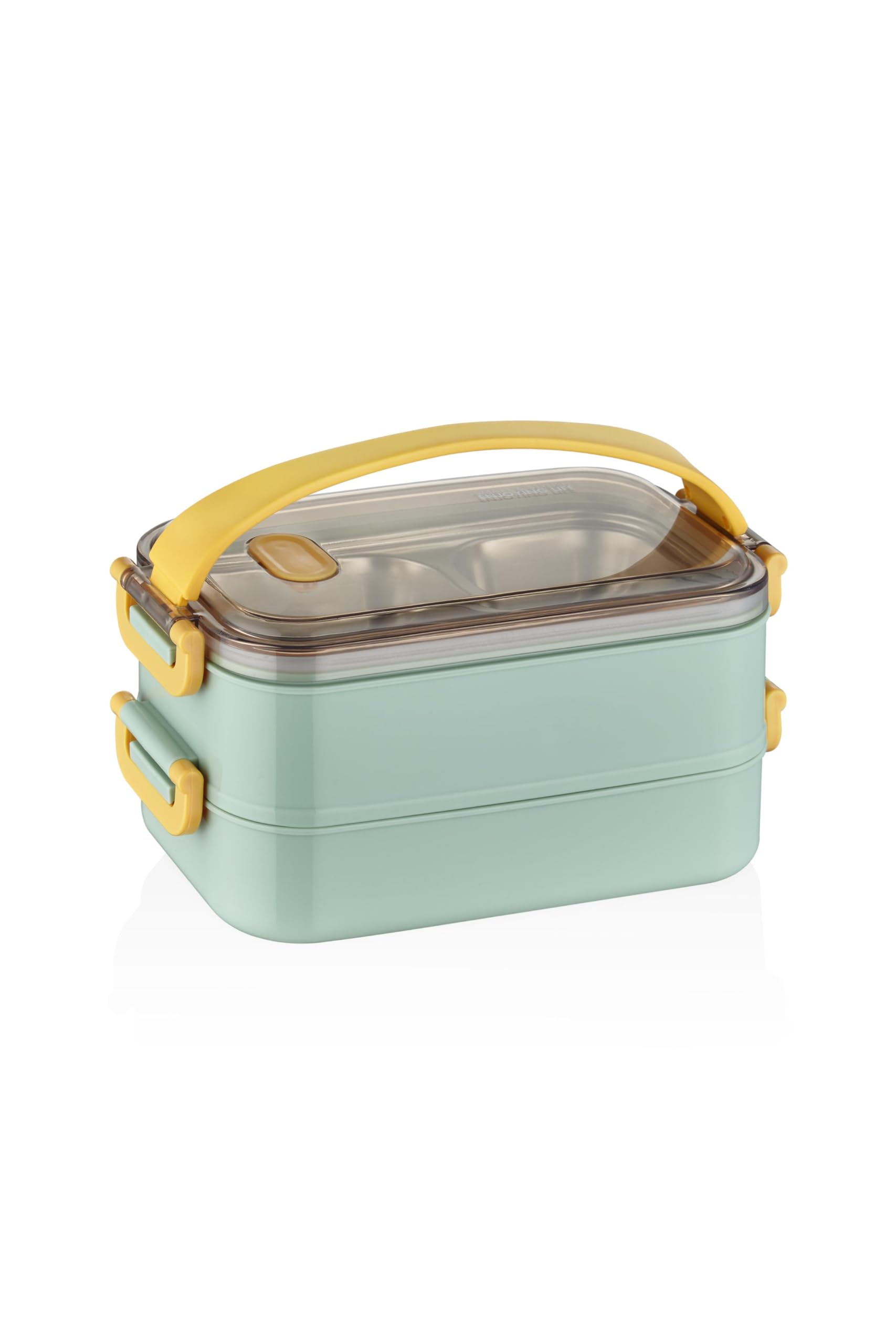 Vagonlife Bento Lunch Box Ofis-Okul İçin Yeni Nesil Sefer Tası 2 kat Taşıma Kulplu Çelik FF367 Yeşil