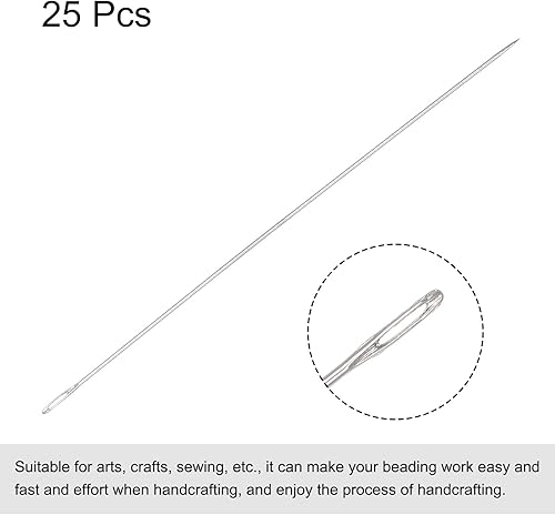 Miniatura 3 de uxcell 25 agujas de rebordear finas y largas rectas hilos de bordado de acero inoxidable de 2.17 pulgadas