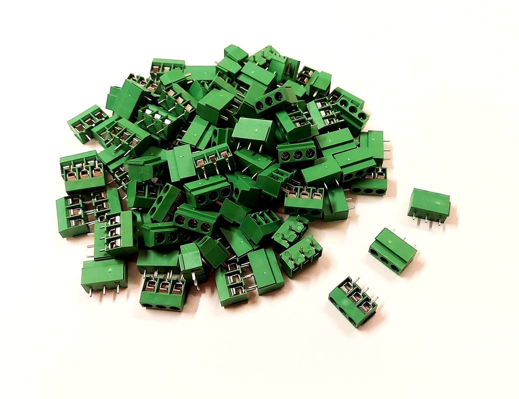 ESPtronics 100 Pcs Terminal Block Wire Connector PCB Mount Pitch 5mm 3 Pin Screw Terminal Block Connector PBT YX-126 Connector AC 300V, 10A 14-22 AWG-image-23