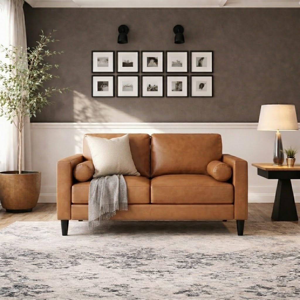 Naomi Home Marisa Genuine Leather Loveseat