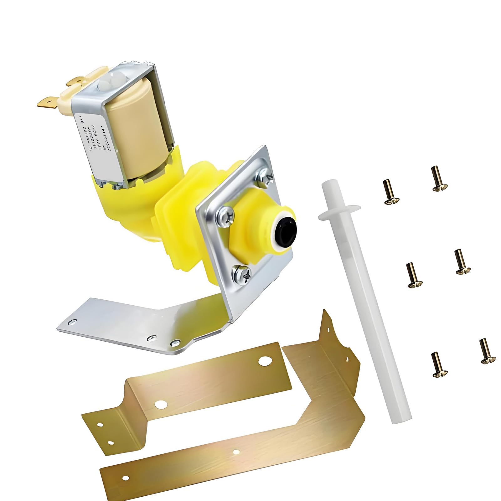 BWANGIAO Ice Maker Water Inlet Assembly Replacement 000009120 with Metal Mounting Bracket and Solenoid Coil Refrigerator Water Fe