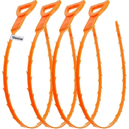 Vastar 4 Pack 19.6 Inch Drain Snake Hair Drain Clog Remover Cleanina Tool (4 Pack 19.6 Inch)