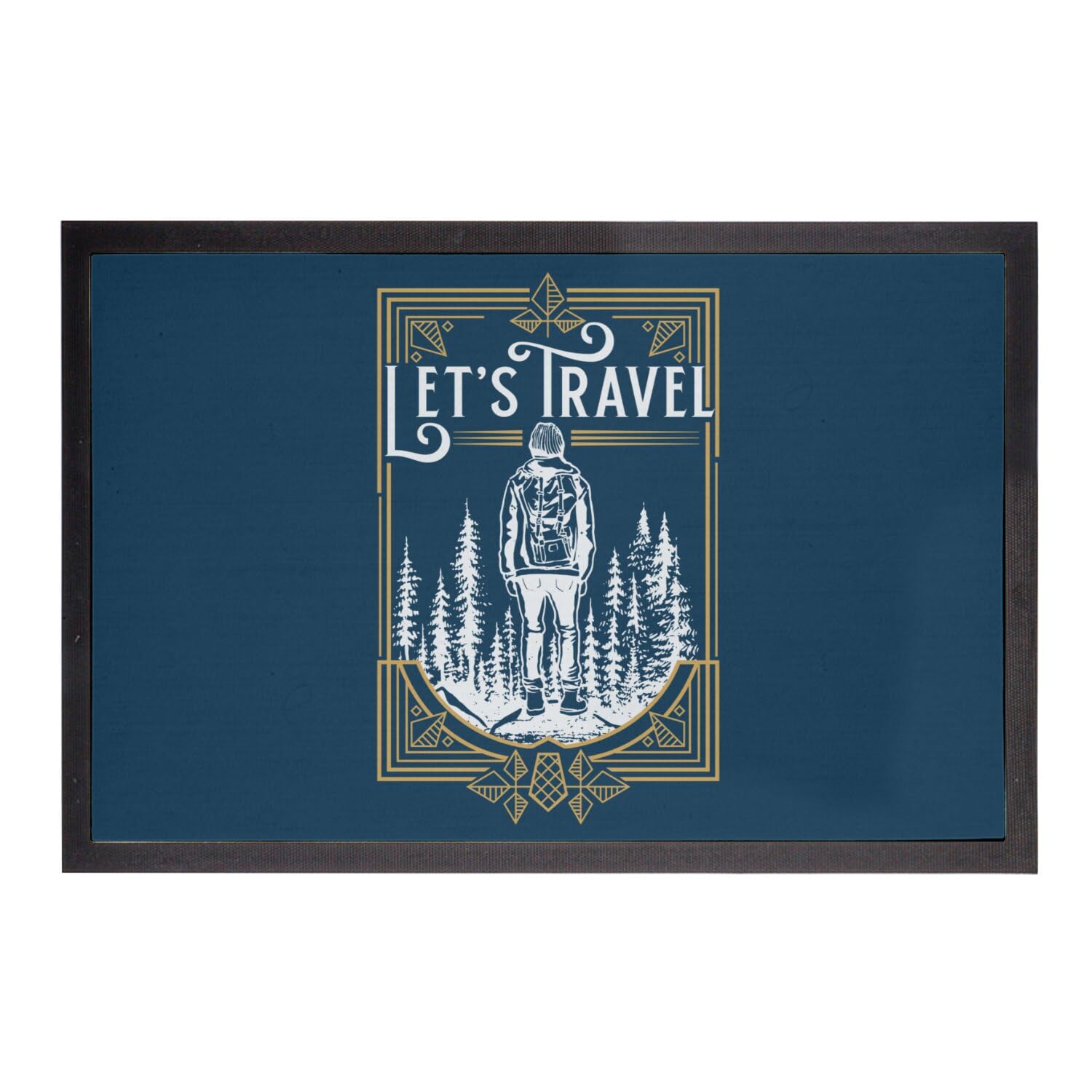 Paillasson Bleu Voyage Backpacker Nature Tapis Entrée Foret 60x40cm