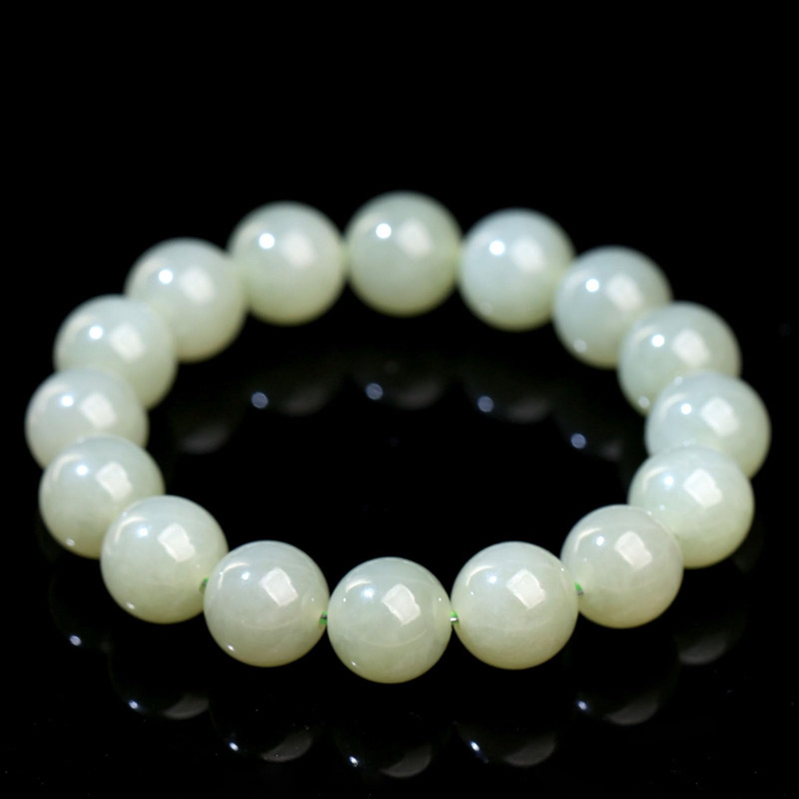 Pulsera de Jade curativo Hetiano para Mujer, Riqueza y Prosperidad, Fengshui Hecho a Mano para Hombres, Pulseras elásticas con Piedras Preciosas Naturales, Cuentas Piedra Redondas,8MM