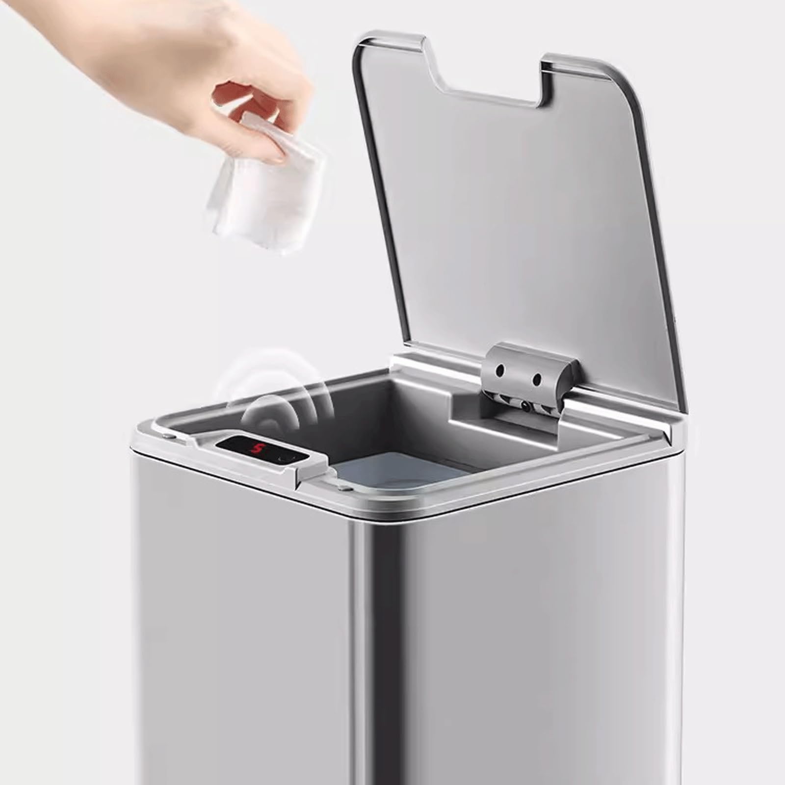 Pattumiera per interni alla moda, con sensore intelligente, pattumiera per camera da letto, soggiorno, bagno, impermeabile, automatica in acciaio inox, con coperchio, per più spazio