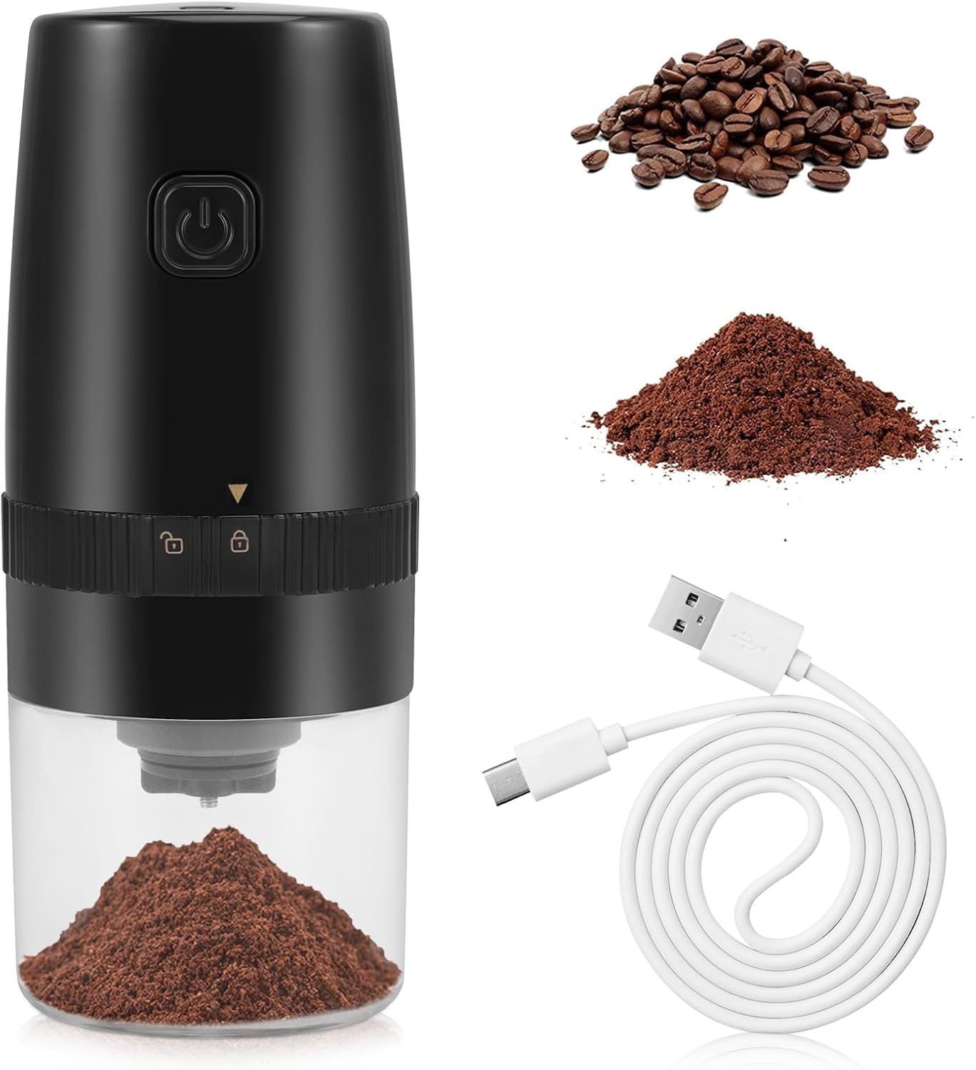 LOTTEDS Electric Coffee Grinder with Ceramic Grinding Core, USB Rechargeable Mini Coffee Bean Grinder