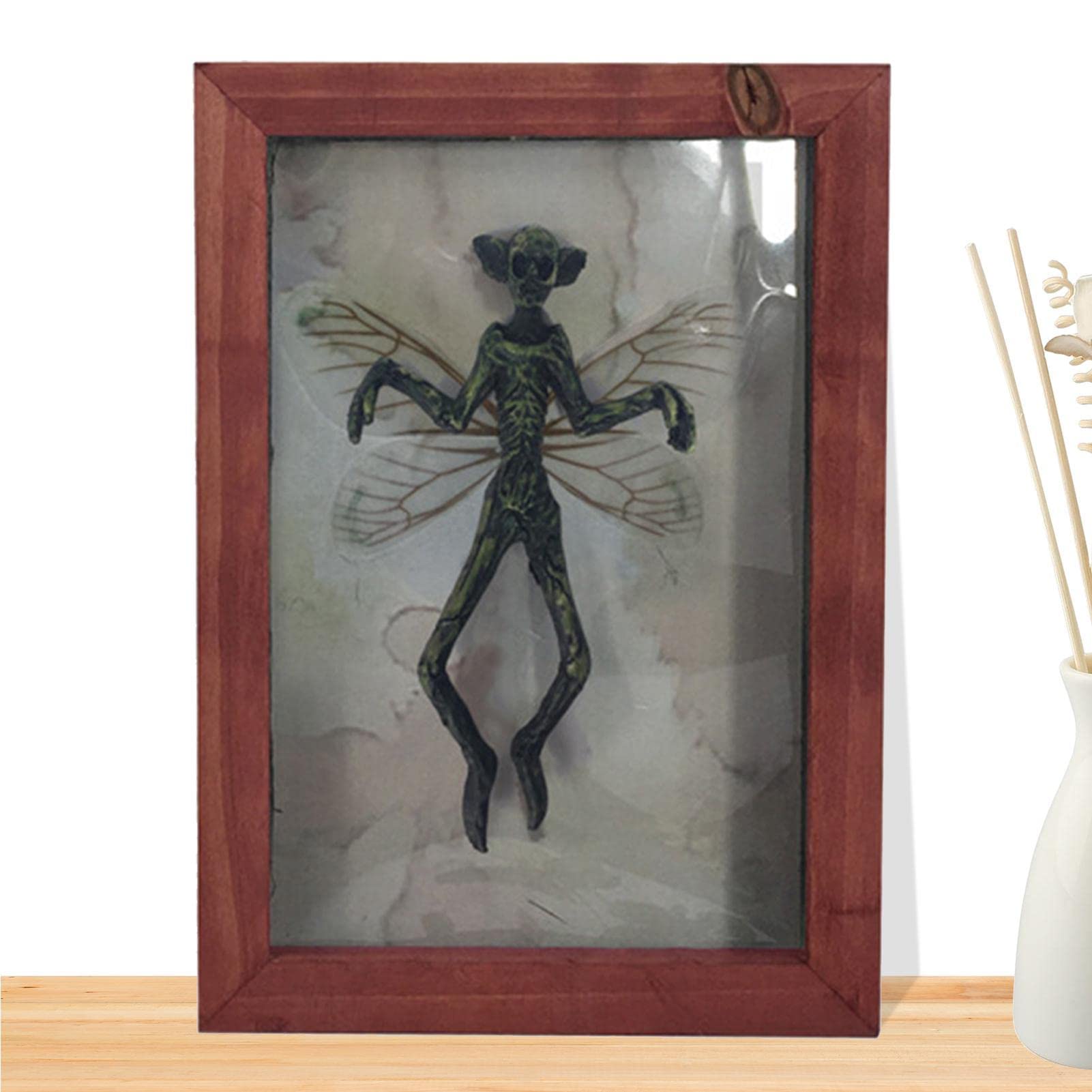 Aizuoni Red Mysterious Ghost Specimen Photo Frame,Resin Mysterious Bat Specimen Photo Frame - Gothic Picture Frames Decor Oddities And Curiosities Taxidermy Animals For Wall