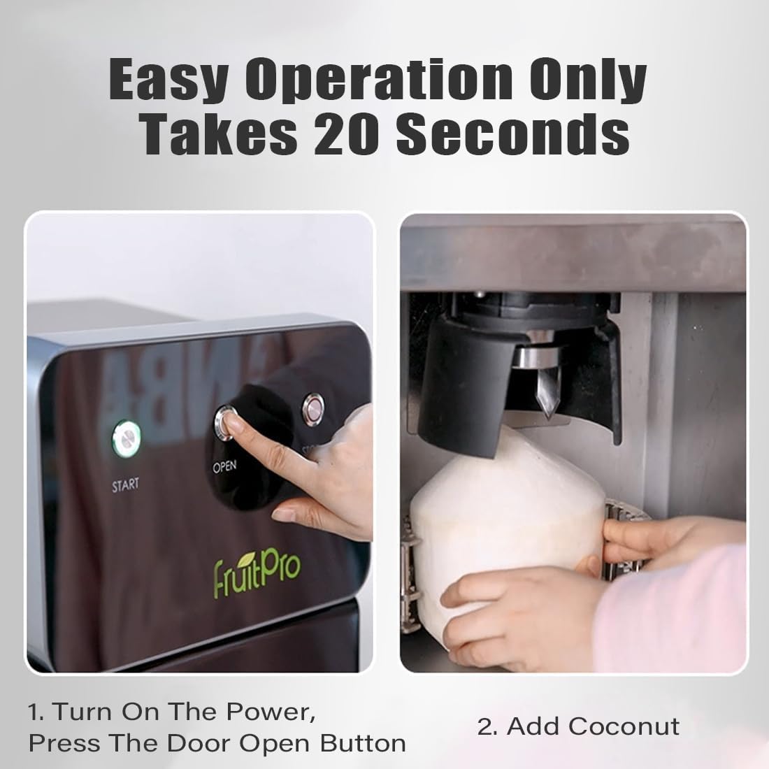Ouvertisseur automatique de noix de coco, ouvertisseur de noix de coco rapide 20S avec studio de sécurité, outil de forage de trou optique 7cm, adapté aux kiosques, aux magasins de fruits, aux superma