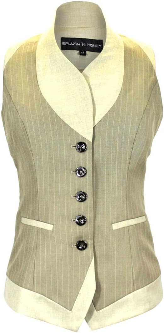 Splush N Honey Women's Cashmere Fashion Vest 4 Caramel Cream