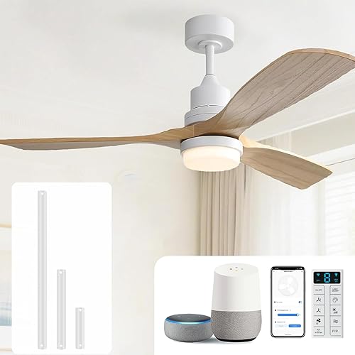 Miniatura 12 de Sofucor Ventilador de techo de 60 pulgadas con luces, control remoto, aspas de nogal, luz regulable, reversible, motor de CC, ventiladores de techo