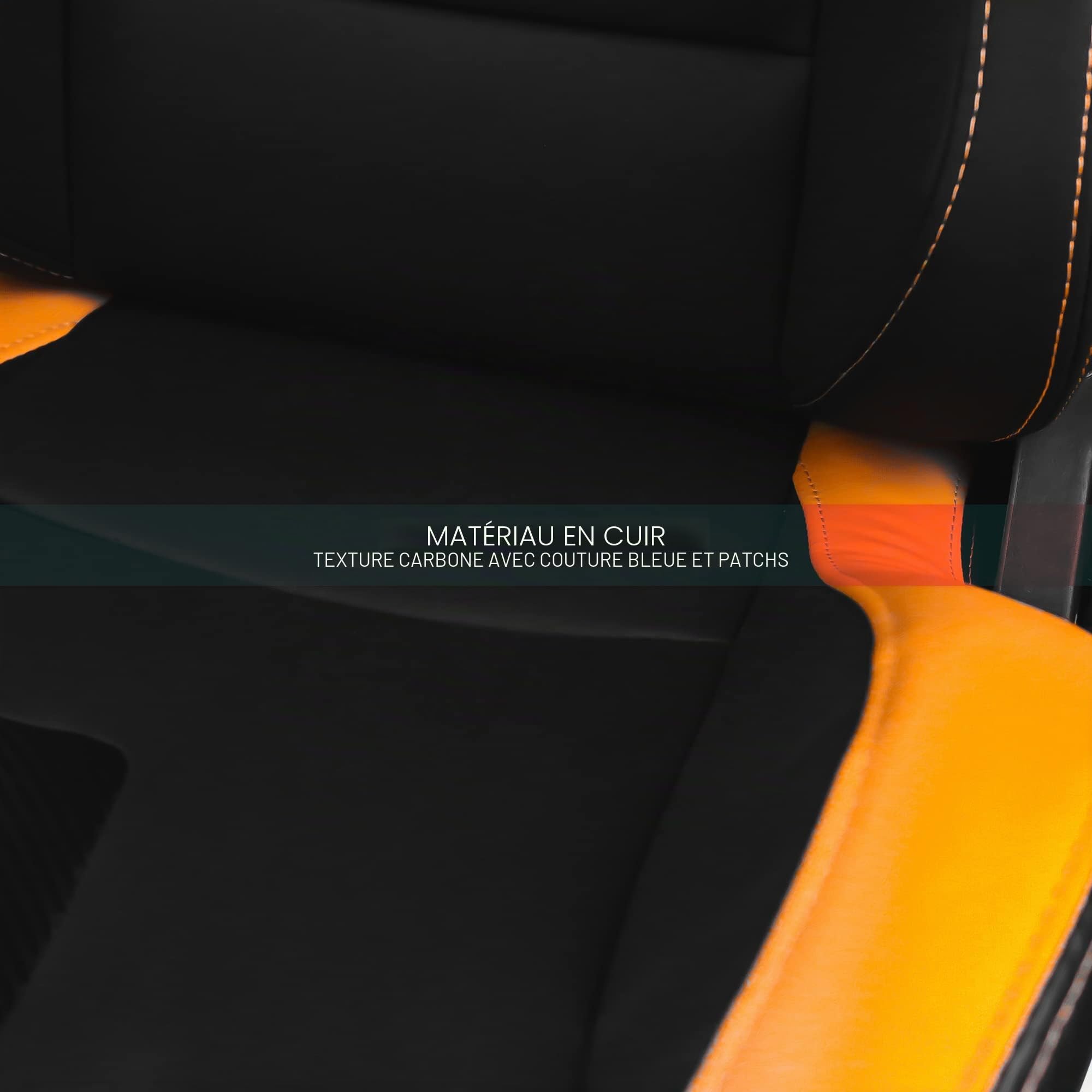 Modauto N771 Lot de 2 siège pilote+copilote voiture semi-baquet sportif avec rails pour voiture et simulateur de conduite Noir/orange