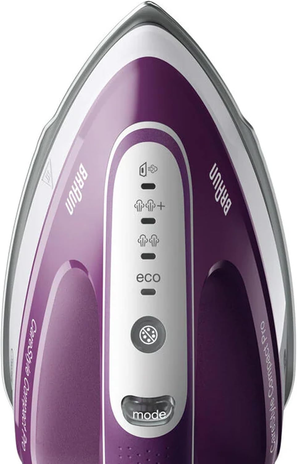 Braun IS 2577 VI iron control panel with mode button and indicators