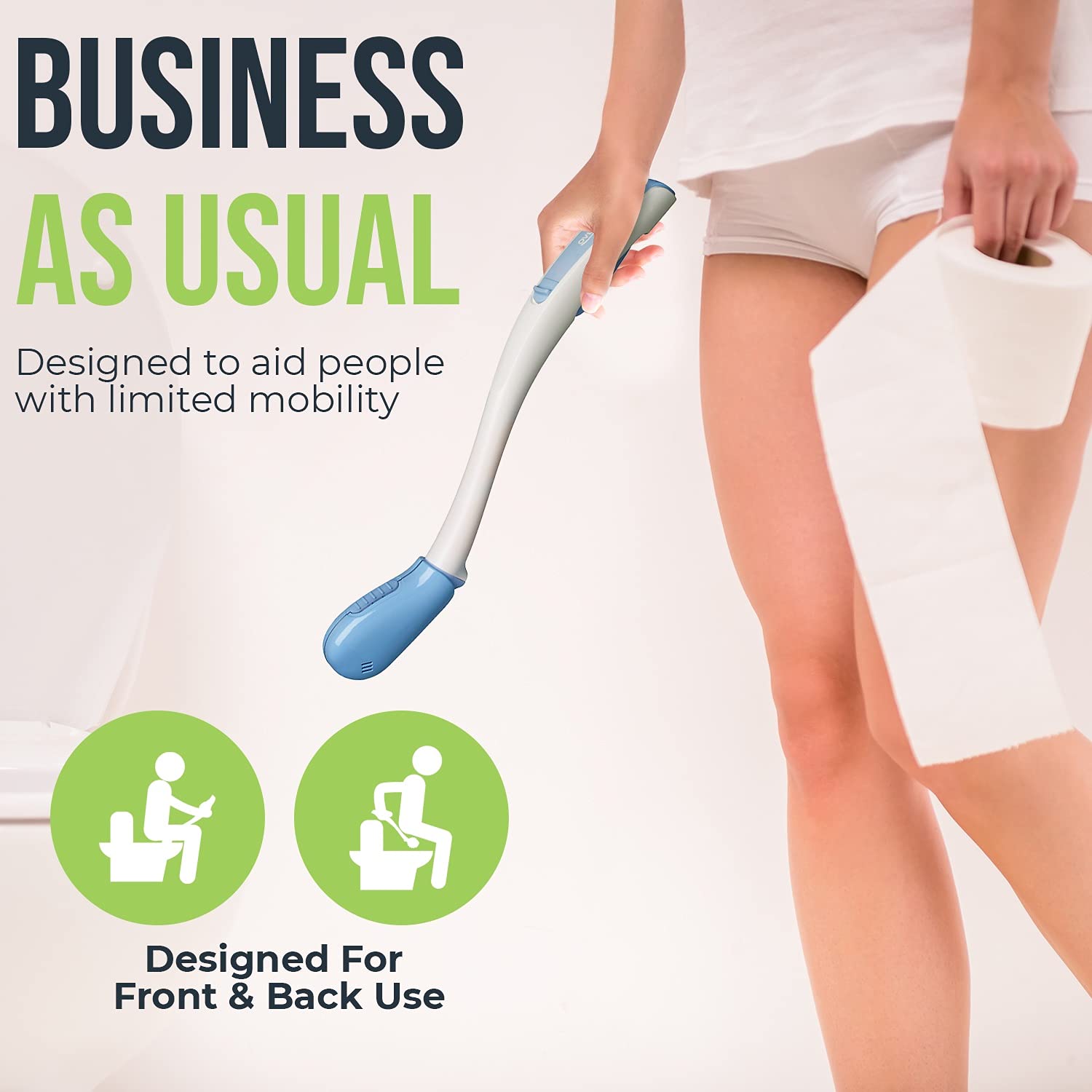 Juvo Toilet Aid 18” Long Reach Personal Wiping Aid with Hygienic