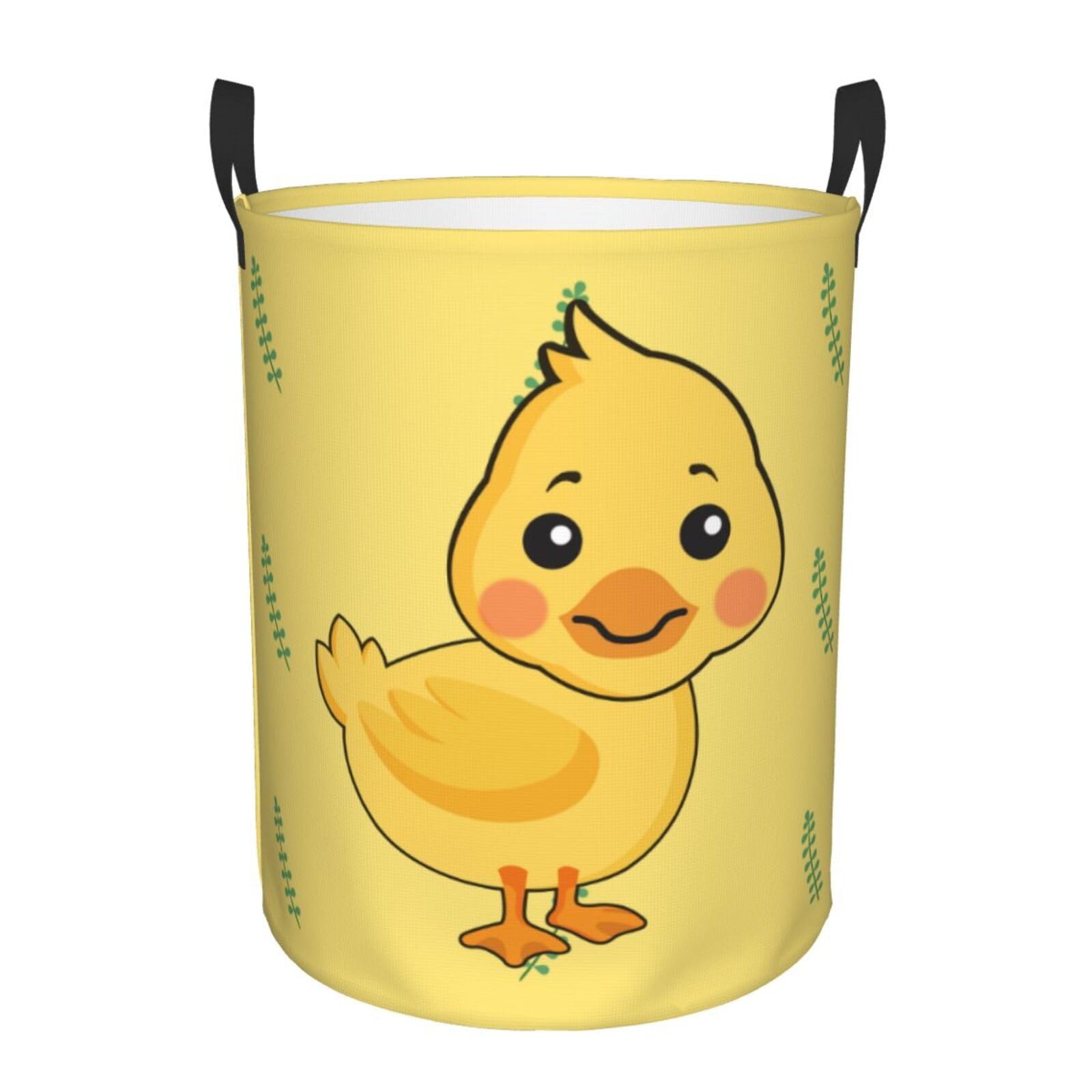 S Collapsible cartoon duck Print Circular Hamper Round